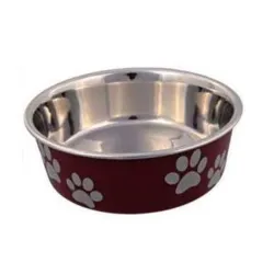 Posuda za psa Šapice 14 cm Crvena