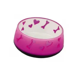 Posuda za pse kosti i srca 15cm roza