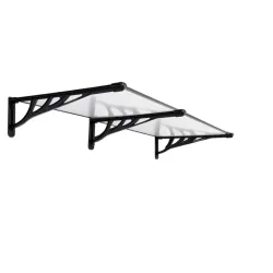 Nadstrešnica ravna 200x90 Crna Providna 5mm Leksan