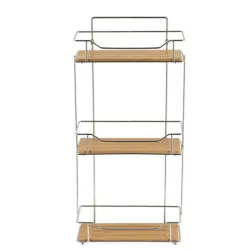 Polica trostruka 11,5x26,5x57cm bambus/hrom srebrna