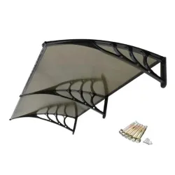 Aluminijumska Nadstrešnica 200x80 cm za nadkrivanje ulaza, prozora, terasa, izloga, balkona, lođa...  Nadstrešnica otporna na kišu i habanje Vrlo jednostavna ugradnja (za dve osobe) Transparentan - bronzani pleksiglas 2,7mm Materijal: bronza polikarbonat / nosači od aluminijuma crne boje - anodizirani Nosač dimenzije: Širina: 58 mm Visina: 280 mm Raspon između rupa: 185 mm Prečnik rupe: 13 mm Ukupna udaljenost od zida: 800 mm
