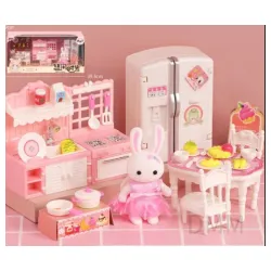 Zeka set sa kuhinjom Sadrzi: kuhinjske elemente, frizider, trpezarijski sto, sudiće i hranu Dimenzije pakovanja: 39x19x13,6cm