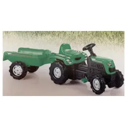 Dolu traktor na pedale sa prikolicom zeleni 082466