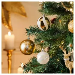 Set novogodisnje dekoracije belo zlatna 60 kom