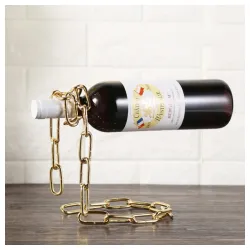 Stalak za vino zlatni u obliku lanca