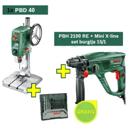 Stubna bušilica Bosch PBD 40 + Hamer bušilica Bosch PBH 2100 RE + Mini X-line set burgija 15/1