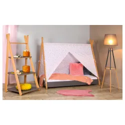 Krevet sa nadstrešnicom i dušekom 160x80 Tipi Sivi 