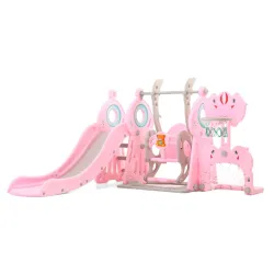 Dečiji set 4U1 Tobogan, ljuljaška, Koš i go 012 Pink