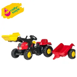 Traktor na pedale sa prikolicom i utovarivačem Rolly Kid-X crveni