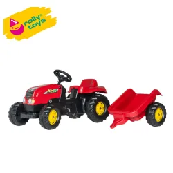 Traktor na pedale sa prikolicom RollyrollyKid-X crveni