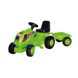 Traktor sa prikolicom jednobojni, zeleni