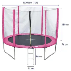 Trambolina 305 cm sa ogradom,mrežom i merdevinama Pink
