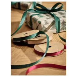 Set ukrasnih traka za poklone – zelena, crvena i bež