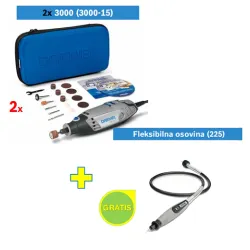 Višenamenski alat DREMEL 3000 sa 15 kom pribora 2 kom + Fleksibilna osovina 225