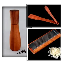 Wood Holz set rende + mlin za biber + štipaljka