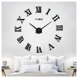 Zidni Sat samolepljivi 3D Crni T4309B 