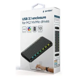 EE2280-U3C-03 Gembird USB 3.1 enclosure for M.2 NVMe drives, NGFF, backlighted, aluminum