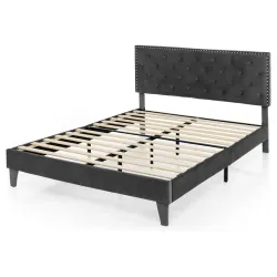 Tapaciran Krevet sa Drvenim Letvicama 200x180cm