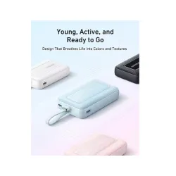 20000mAh, 30W, sa ugrađenim USB-C kablom, Power Bank beli