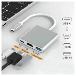 3u1 USB HUB, HDMI+USB-A i USB-C(PD)