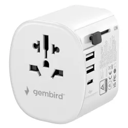 Travel adapter TPA-EU2A1C15-01-W Gembird Univerzalni, sa uzemljenjem 15W