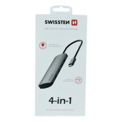 TIP C HUB  4 in 1 aluminijum sivi, SWISSTEN