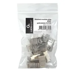 PLUG5SP/10 Gembird shielded modular 30u gold plated LAN konektor CAT5 FTP SFTP RJ45 (pak.10kom)