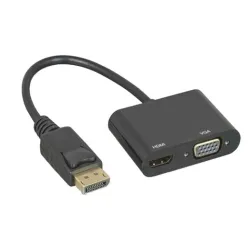 Adapter-konvertor Display Port na HDMI 4K+VGA, metal