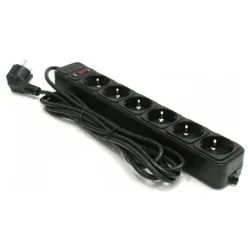 SPG6-B-10 (3G1.5) ** Gembird produzni kabl sa zastitom 6 uticnica (3x1.5mm,16A,3500W) 3m black (527)