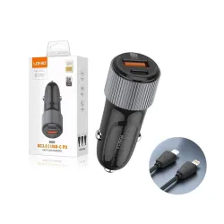 Auto punjac LDNIO C510Q PD/ QC3.0 38W (total) Type-C na iPhone Lightning kabel crni