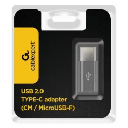 A-USB2-CMmF-01 Gembird microUSB 2.0 na Type-C adapter (CM/MicroUSB-F), black A