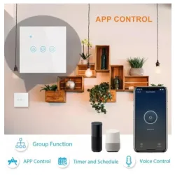 ZIGBEE-SMART-4 GANG-RSH-SP004-EU Gembird 4 Smart bezicna prekidaca,APP glasovna kontrola Glass Touch