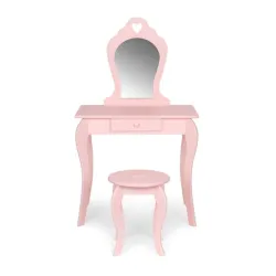 Veliki drveni sto za šminkanje za devojčice sa ogledalom, Pink, ECOTOYS