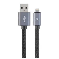CCB-mUSB2B-AMLM-6 Gembird Cotton braided 8-pin cable with metal connectors, 1.8 m, black, blister