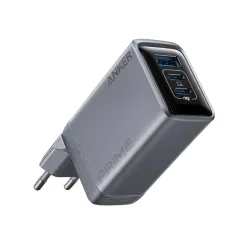 Prime 100W GaN zidni brzi punjač, 3-porta (2x USB-C i 1x USB-A) srebrni