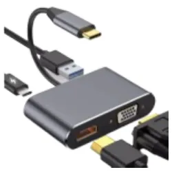 Adapter Stars Solutions USB-C na HDMI/VGA/USB/PD sivi