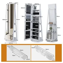 Okretno ogledalo sa ormarićem za nakit i pribor Bela