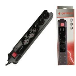 SPG5-C-6 (3G1.5) Gembird produzni kabl sa zastitom 5 uticnica 1.8m black