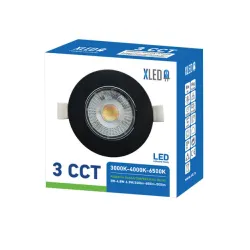 XLED 3W-6.5W 3CCT crni Ugradni okrugli LED panel CCT 3 nivoa 3W-4.8W-6.5W/240lm-400lm-500lm,220-240V