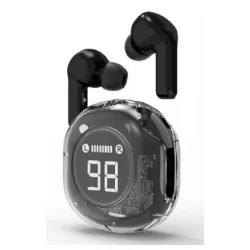 TWST-01-BK Gembird bluetooth V5.4 slusalice, TWS, LCD, Transparent, black