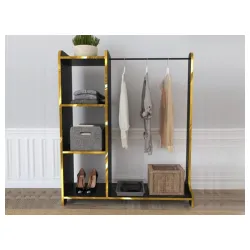 Čiviluk i polica crni mermer - zlatno metal