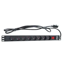 Kabl 230V razvodni PDU panel 19"/1U sa 8 utičnih mesta,1.8m C14 (PDU-8SP-1U-C14)