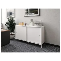 Kancelarijska komoda klizna vrata belo mat mdf