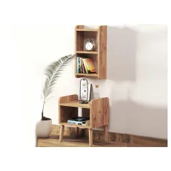 Noćni stočić sa zidnom policom Dekor drvo noge