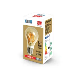 Xled E27 8W A60 Filament Sijalica dimabilna,2700K,220V,950Lm,60*108mm,Ra≥80 PF≥0.5 amber
