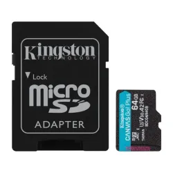 Micro SD Card 64GB Kingston+SD adapter SDCG4/64GB -  200/160 MB/s