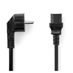 CEGL10000BK30 Kabl za napajanje sa uzemljenjem muški, IEC-320-C13, Ugaoni, Niklovani, 3m, Okrugli, P