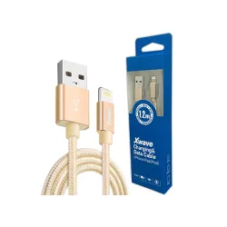 Xwave Kabl USB IPHONE 1.2M 3A,lightning aluminium,upleteni zlatni