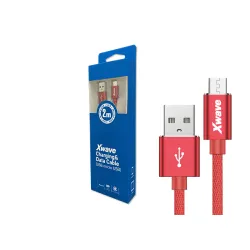 Xwave Kabl USB2.0 na Micro USB 2M,2A,aluminium,upleteni,crveni