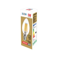 Xled  E14 5W C35 Filament Sijalica dimabilna,2700K,220V,600Lm,35*98mm,Ra≥80 PF≥0.5 Clear